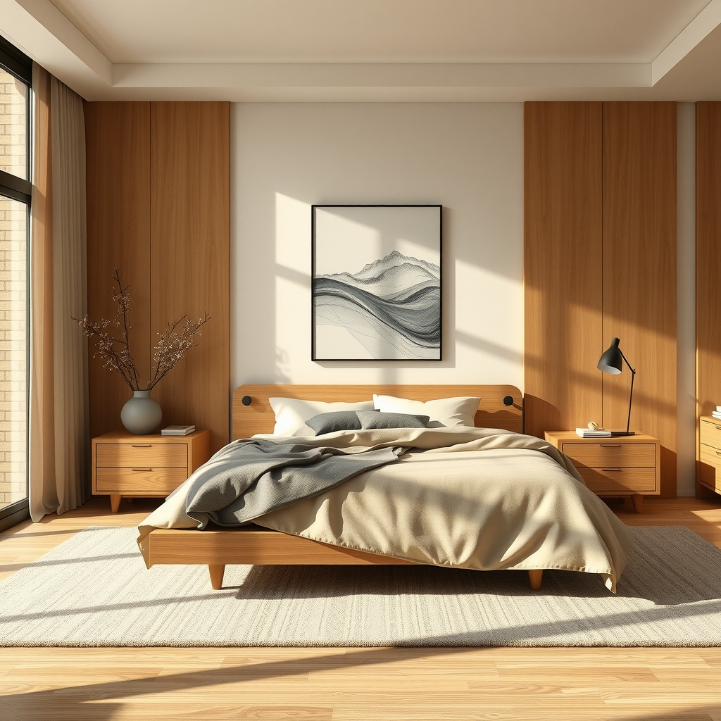 Wood Linen Combo - living room idea