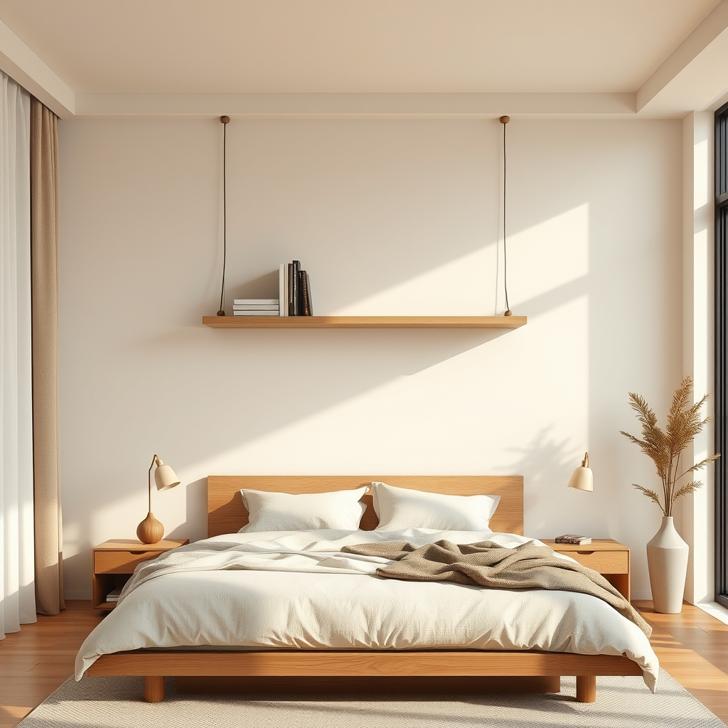Hanging Shelves Variant - small bedroom idea